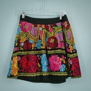 Edme & Esyllte Anthropologie Size XS Faux Embroidered Floral Pull On Skirt